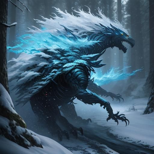 Air Elemental in Snowy Forest: Hyperrealistic Splash Art