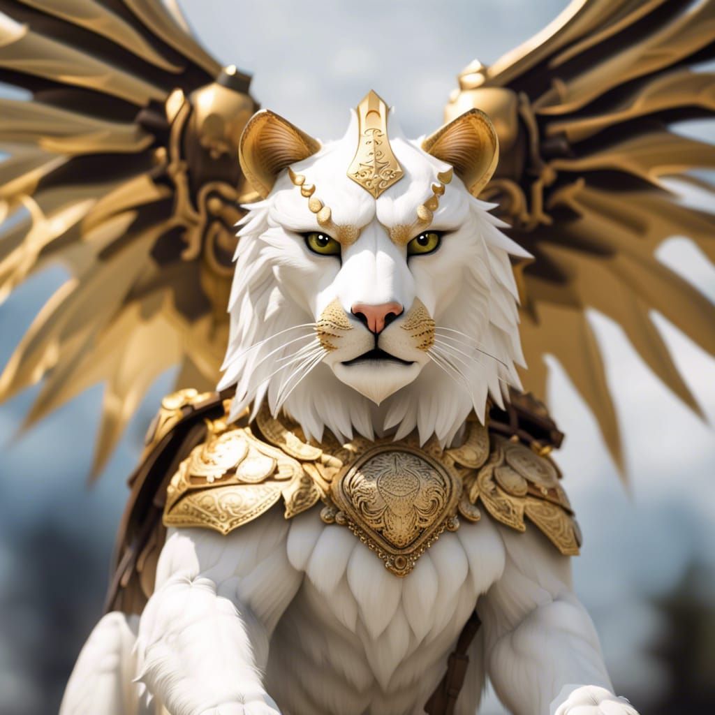 Armored Sabertooth Cat with Eagle Wings