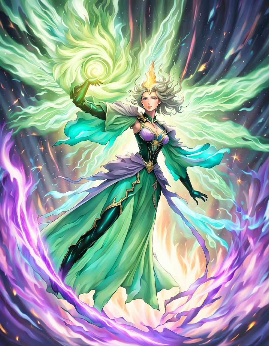 Mage Channeling Arcane Power with Vibrant Magic