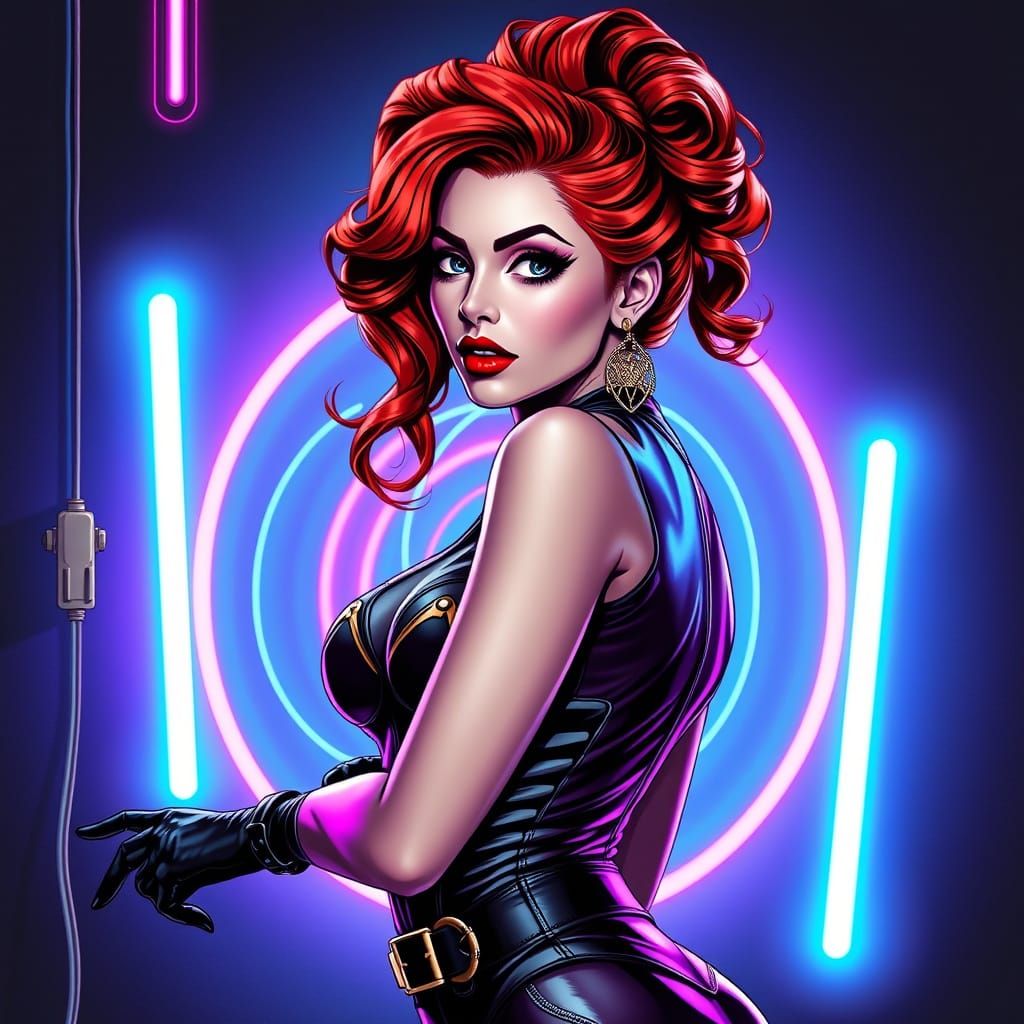 Bold 1980s Pin-Up Gothic Rockabilly Goddess