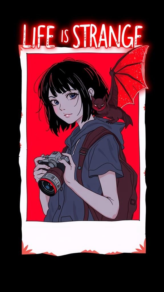 Max Caulfield with Demonic Bat in Neon Style