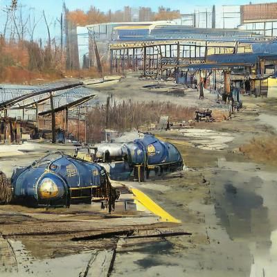 Post-Apocalyptic Trainyards Concept Art