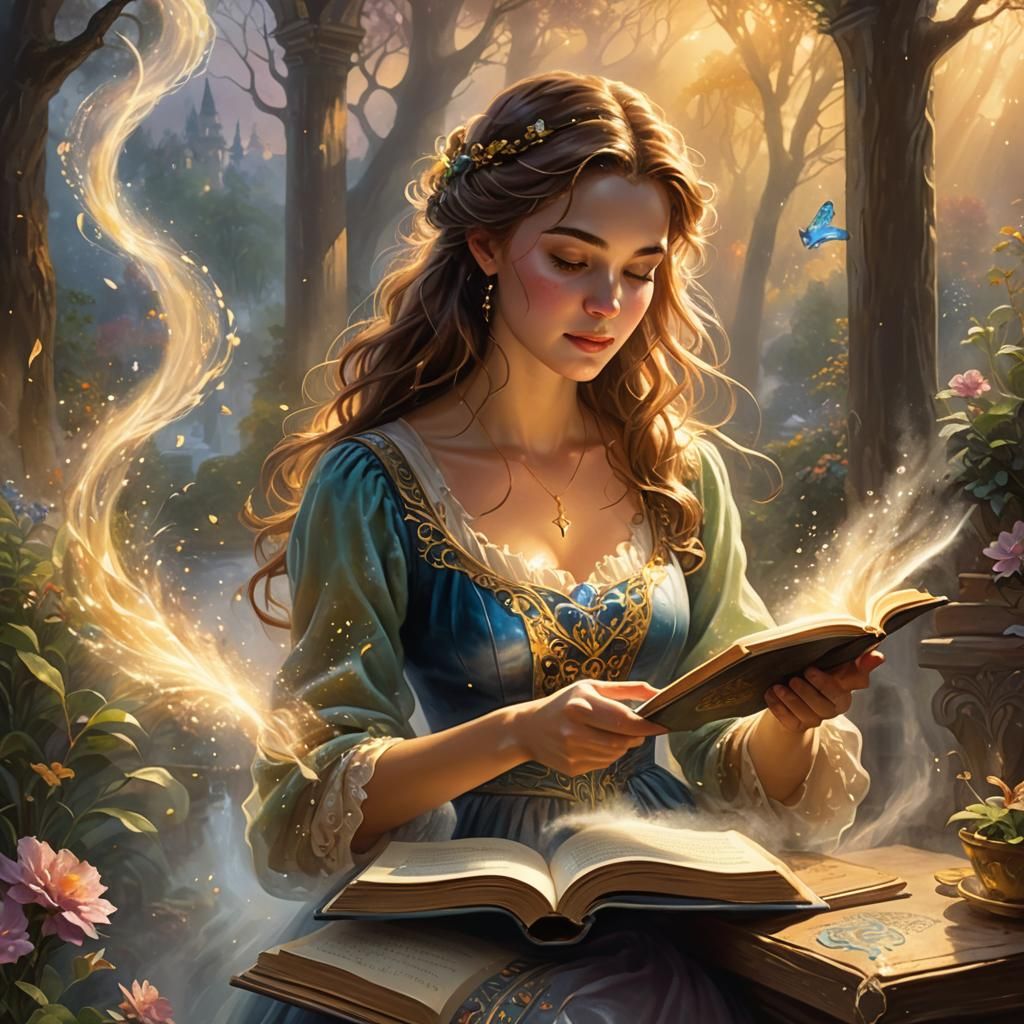 Enchanted Book Spills Warm, Golden Light