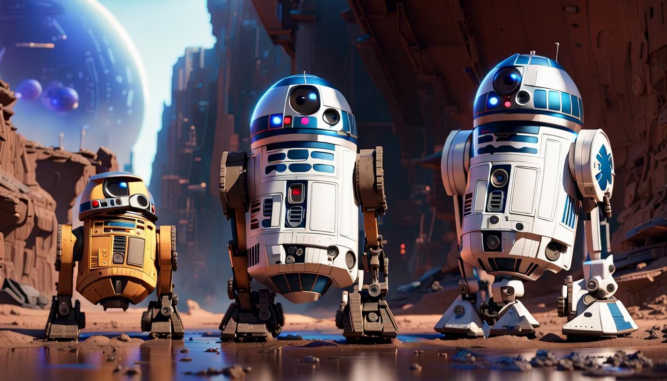 Wall-E Meets R2-D2: Hyperrealistic Concept Art