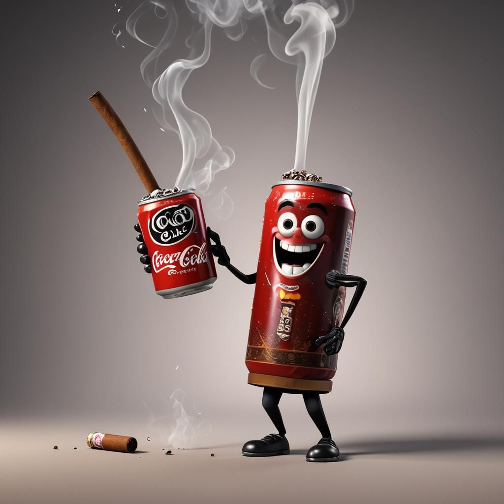 Animated Coca-Cola Can Character in Pixar Style
