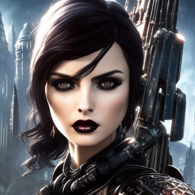Dark Fantasy Goddess in Dieselpunk Style