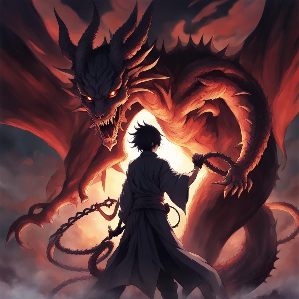 Ancient Demon Captive Dragon in Anime Style