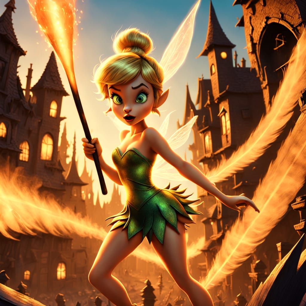 Tinkerbell in Burnt City with Baseball Bat Wand