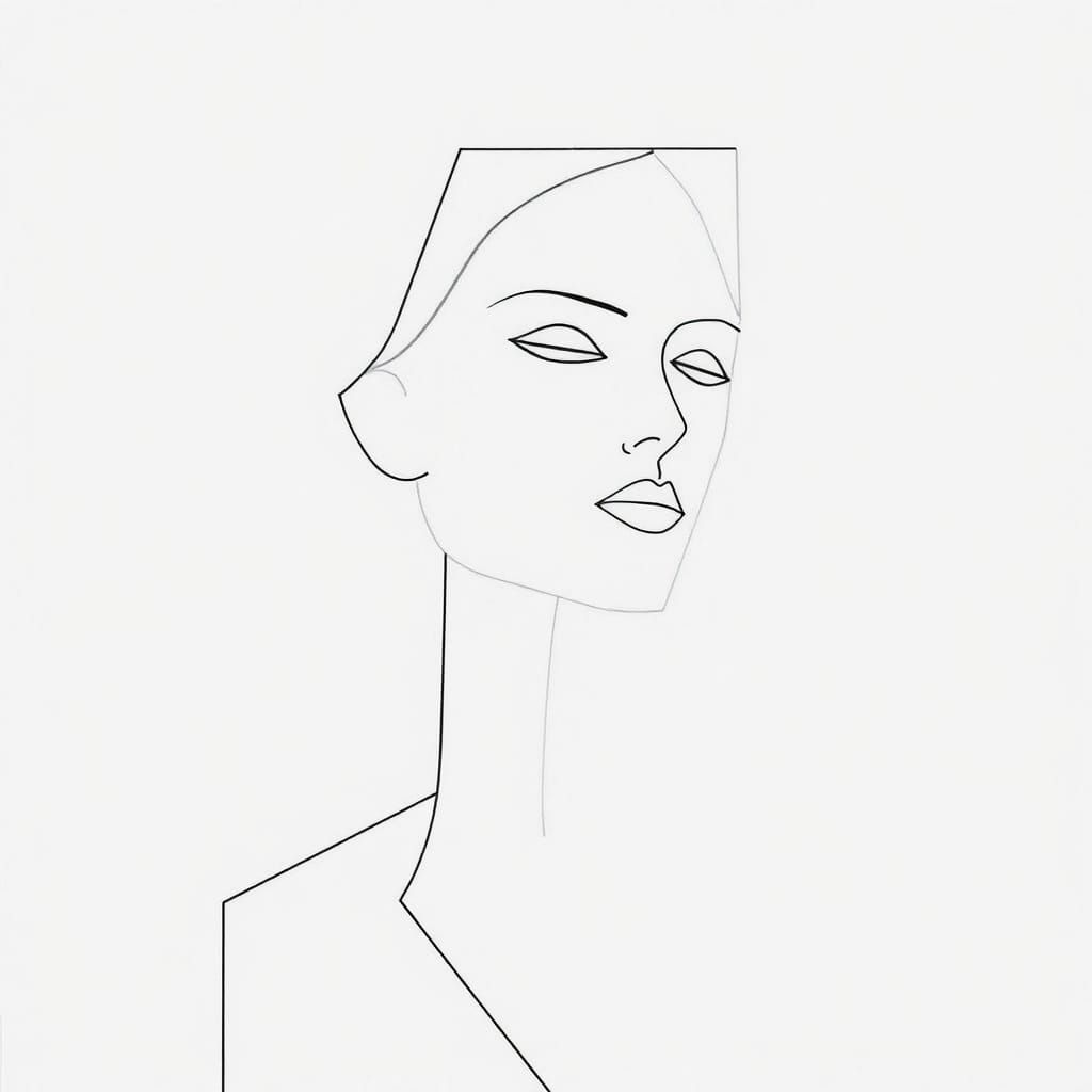 Abstract Woman Portrait in Suprematist Style