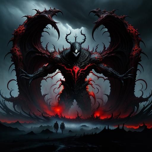 Surreal Symbiote Battle: Dark Fantasy Concept Art