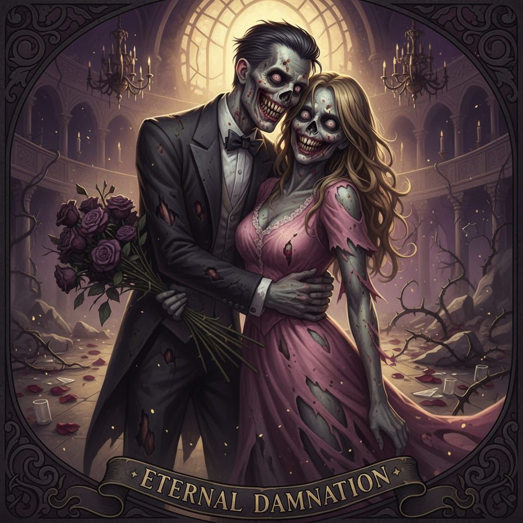 Zombie Prom Couple in Dark Fantasy Style