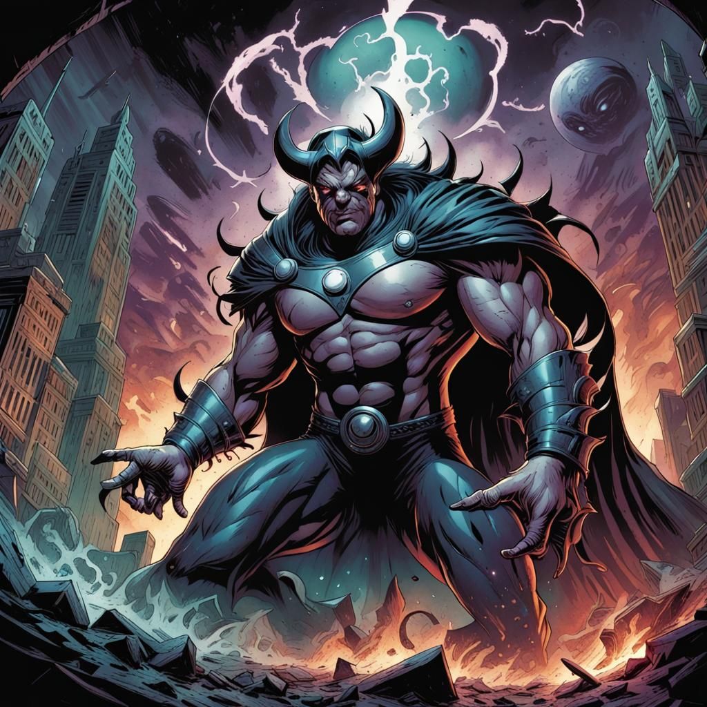 Supervillain Chaos in Comic Book Style