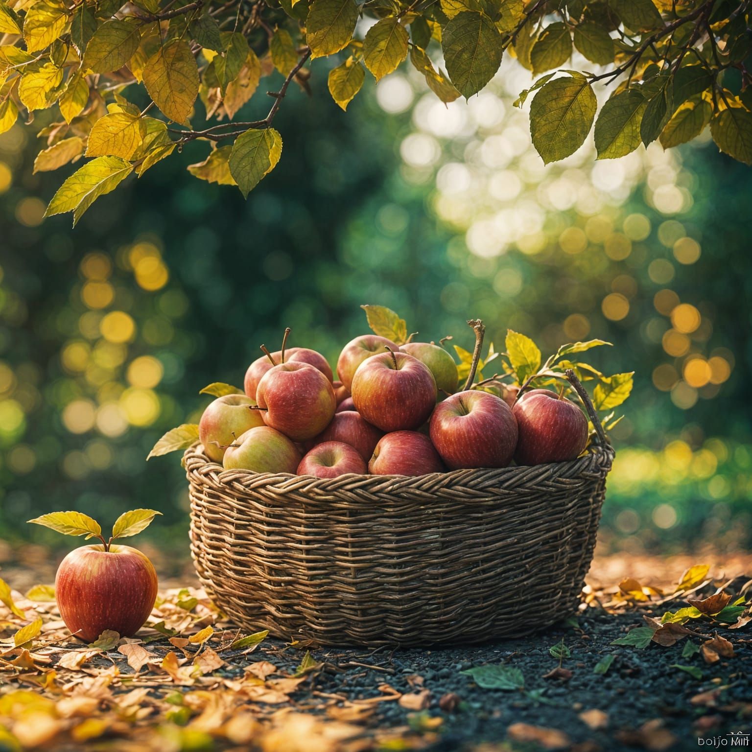 Whimsical Autumn World with Hyperdetailed Apples in Gouache ...