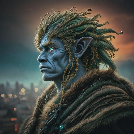 Electronic Monster Elf Temple in Surreal Style