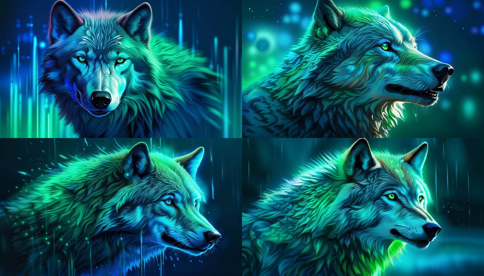 Technological Siberian Wolf in Hyperrealistic Splash Art
