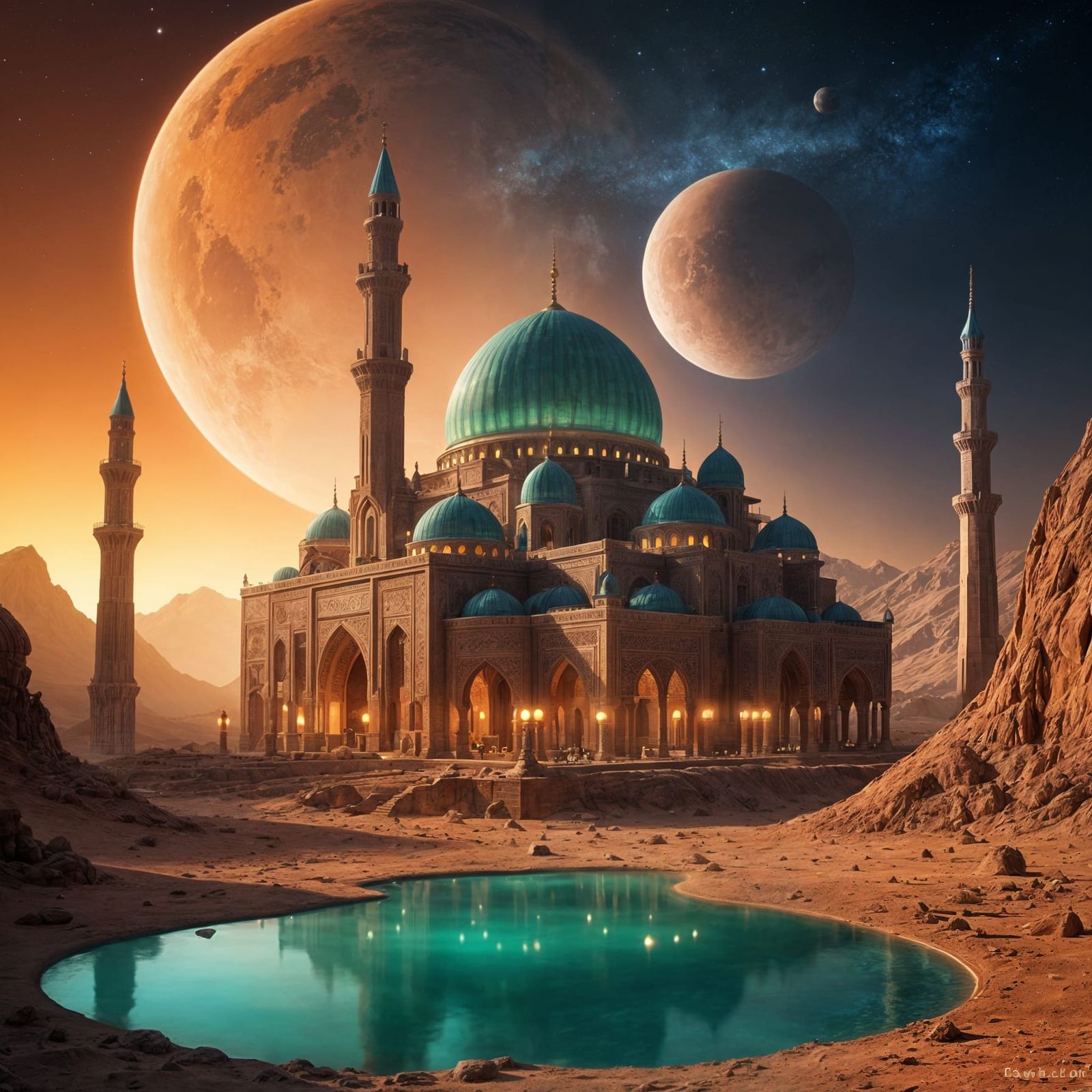 Otherworldly Mosque Illuminates Mars Landscape in Ethereal S...