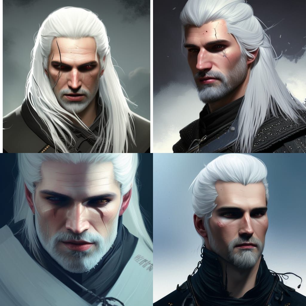 Witcher Portrait in Hyperdetailed Concept Art Style