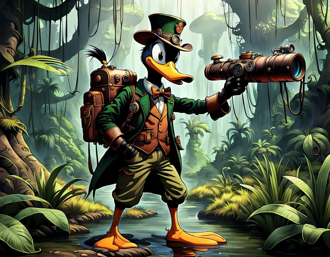 Steampunk Daffy Duck in the Jungle