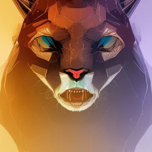 Demonic Mountain Lion Portrait in Hyperdetailed Style