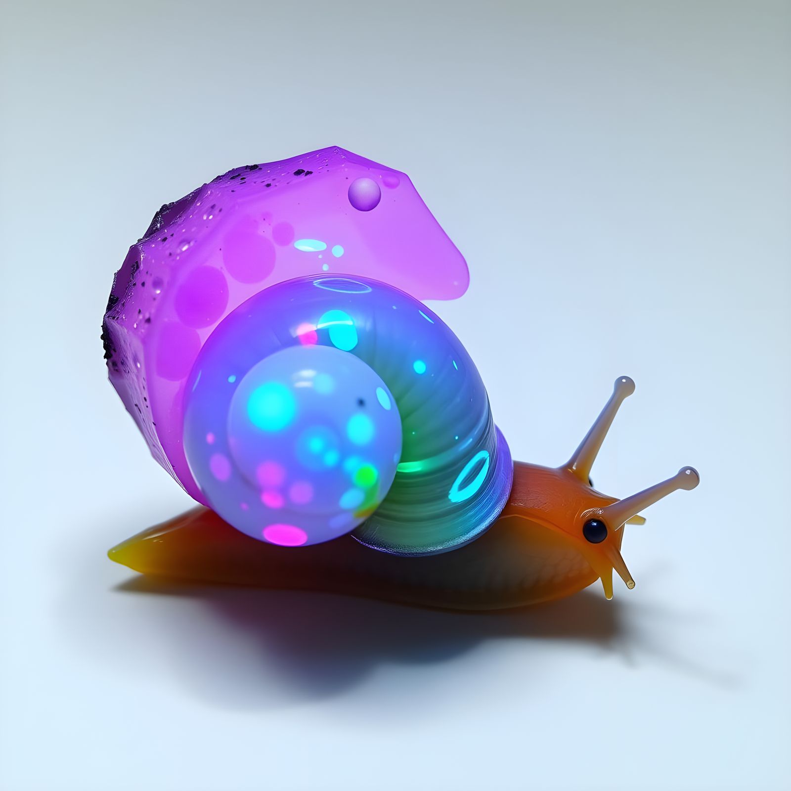 Glowing Snail Aquarium with Ruby Geode