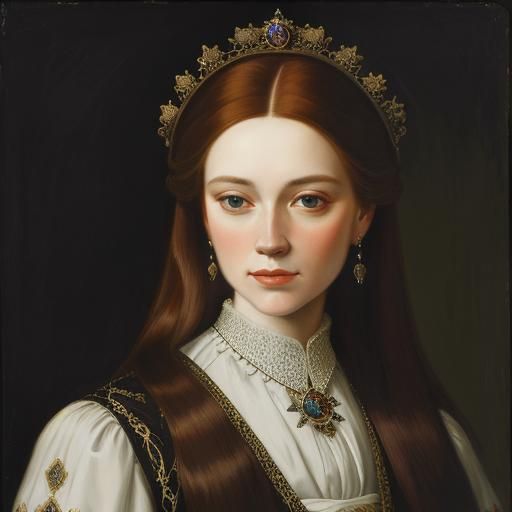 Tudor Lady Portrait in Oil Painting Style