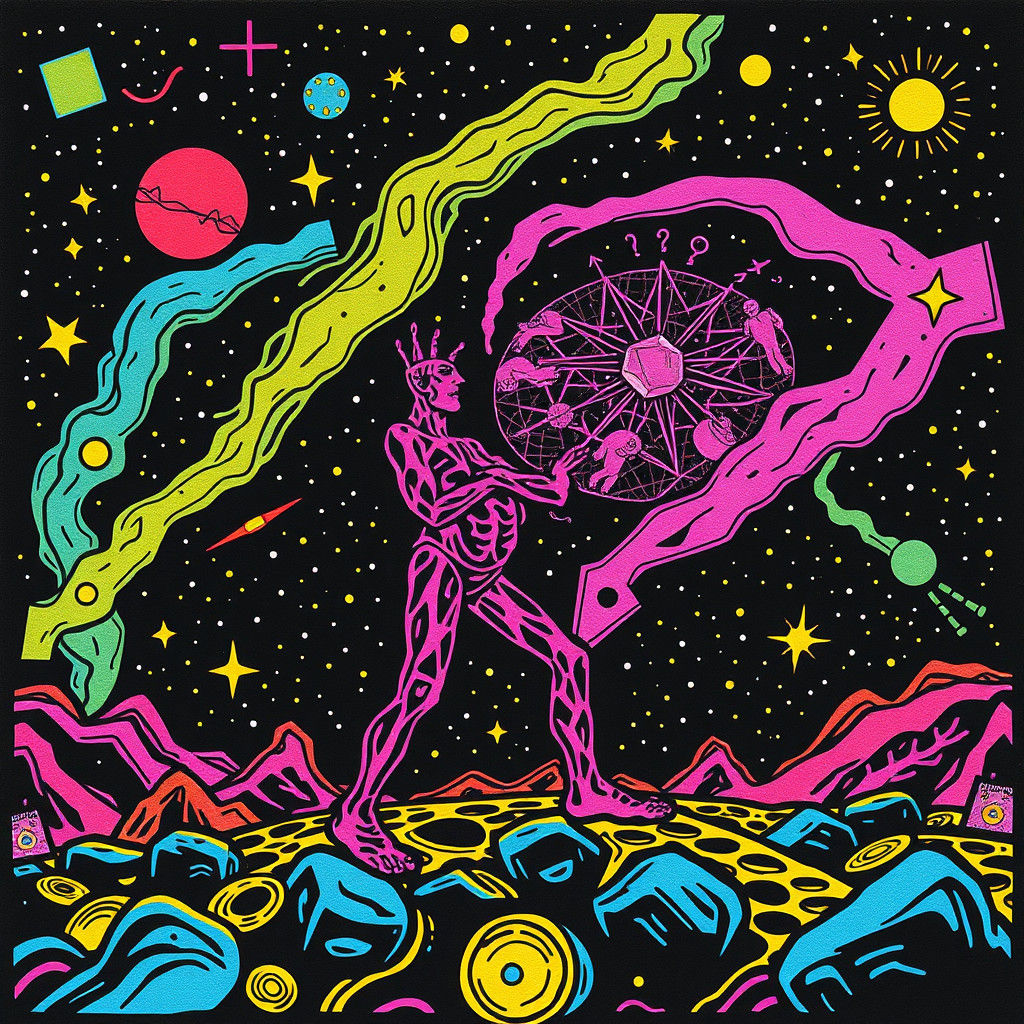 Holographic Pop Art Nouveau Illustration in 8k