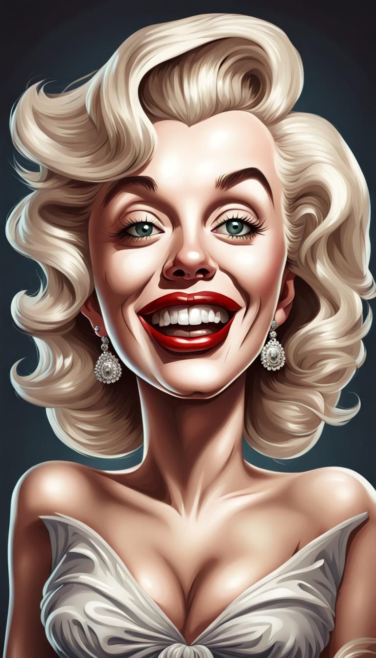 stunning halloween outfit, funny caricature of Marilyn Monroe, full body, smooth skin, attractive, big eyes, smiling, yo...