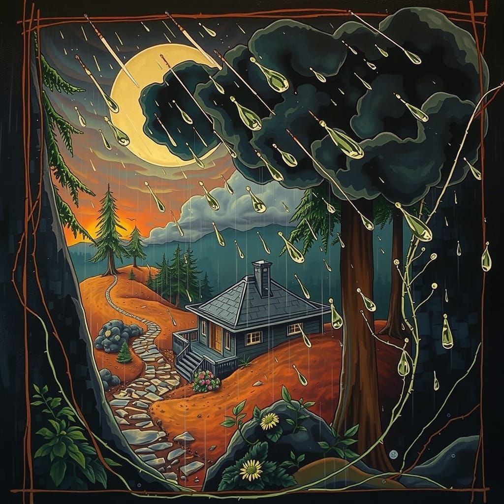 Surreal Stormy Pacific Northwest Landscape