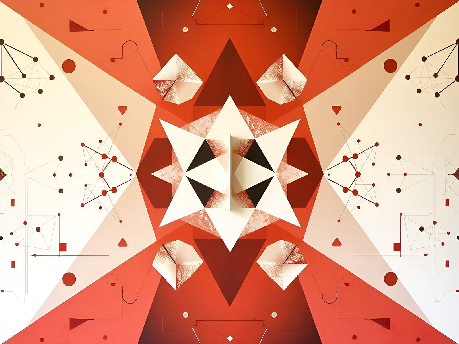 Orderly Chaos Geometric Mural in Abstract Fusion Style