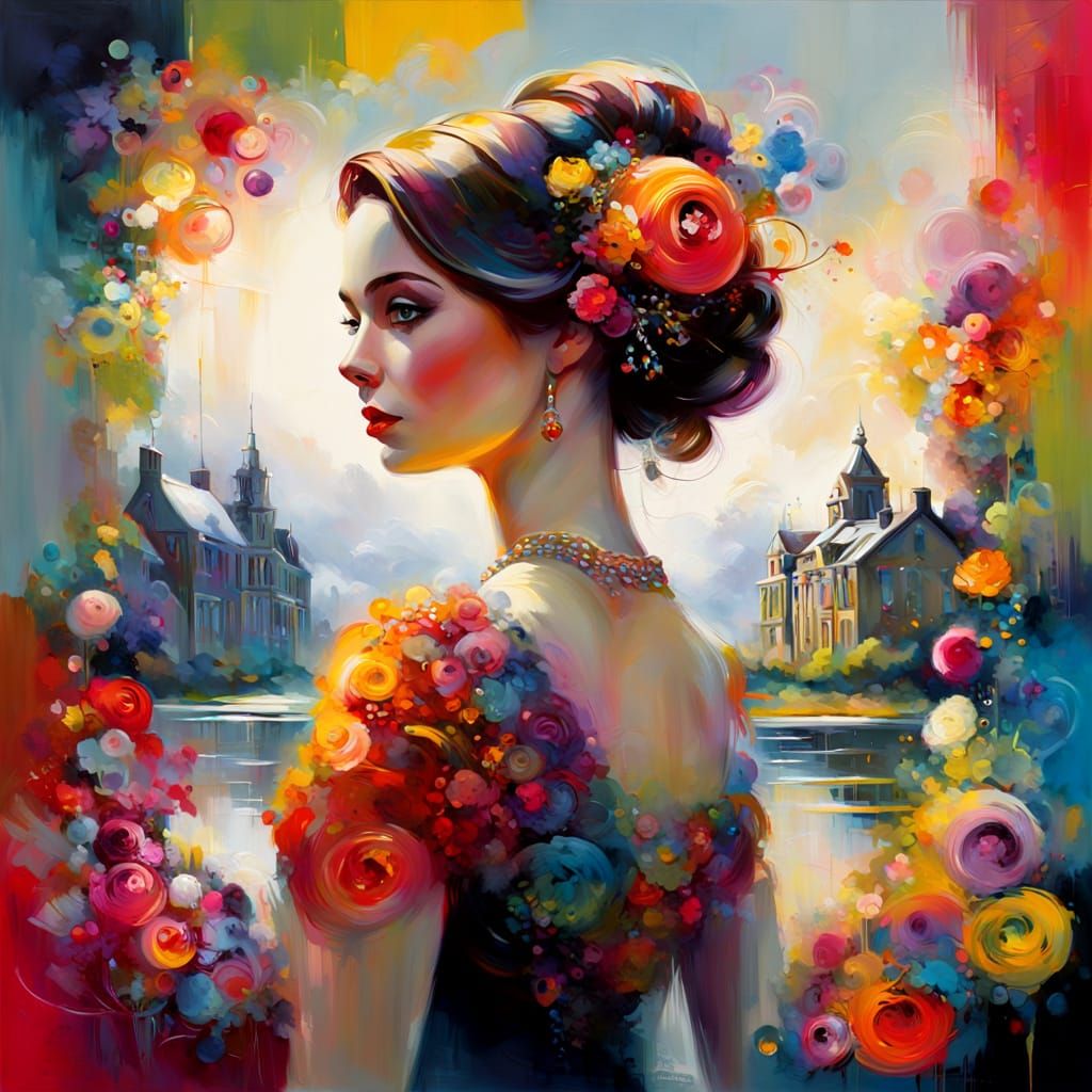 Abstract Ballroom Dancer in Detailed Style