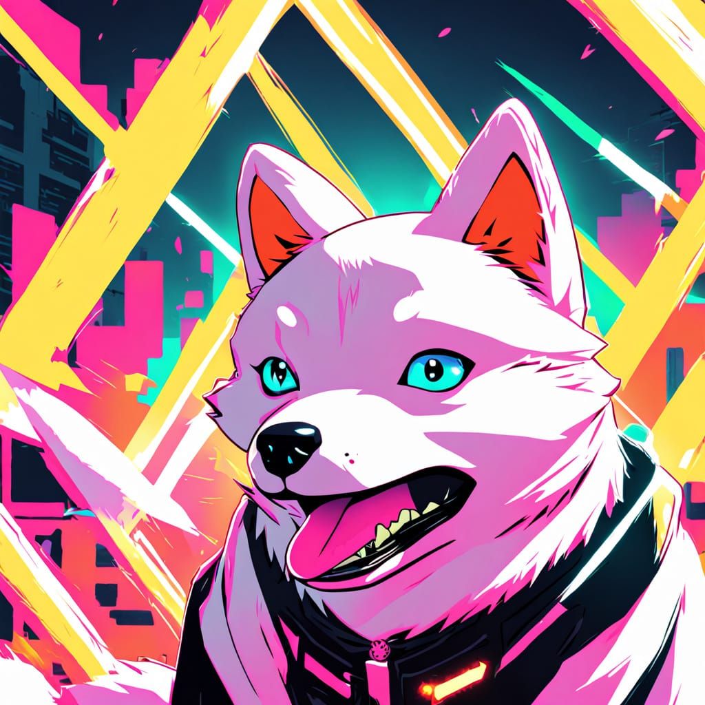 Anime Shiba Inu with Sign in Manga Style