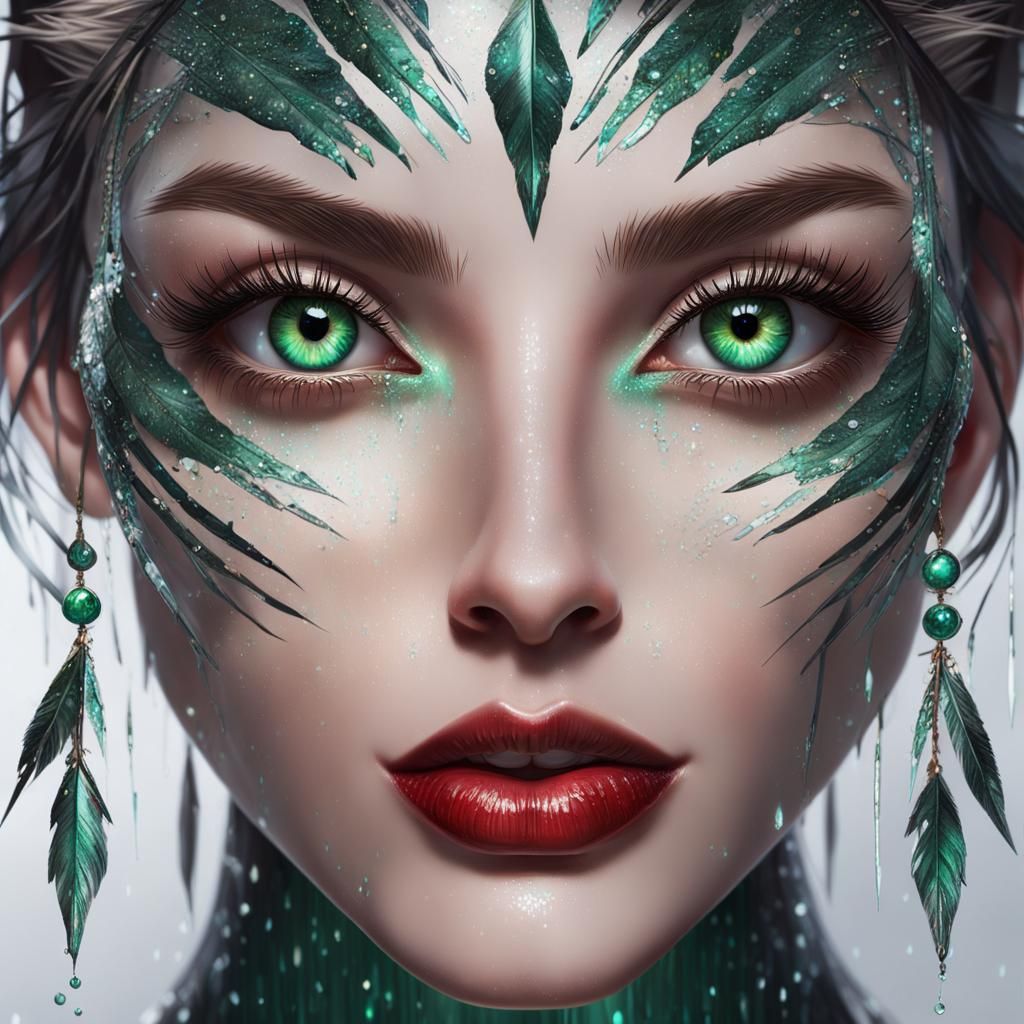 Beautiful Girl with Violet Eyes: Hyperrealistic Portrait