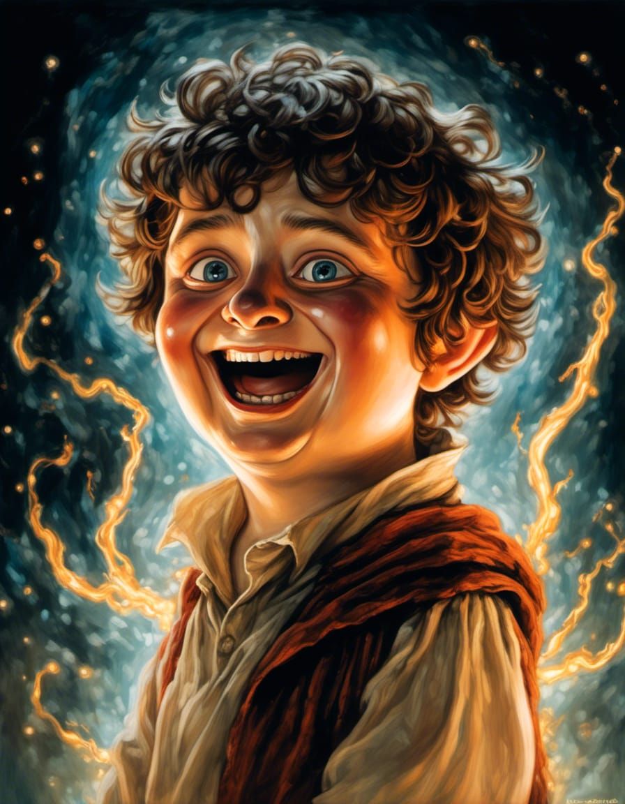 Radiant Portrait of an Excited Hobbit