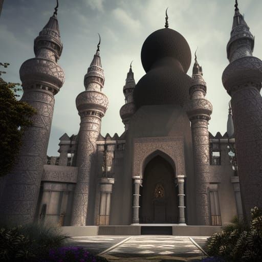 Hyper Realistic Dark Mosque in Detailed Matte Painting