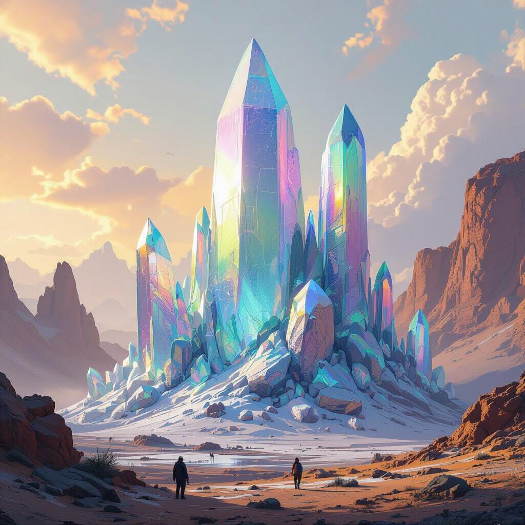 Iridescent Crystalline Formations in Earthy Tones