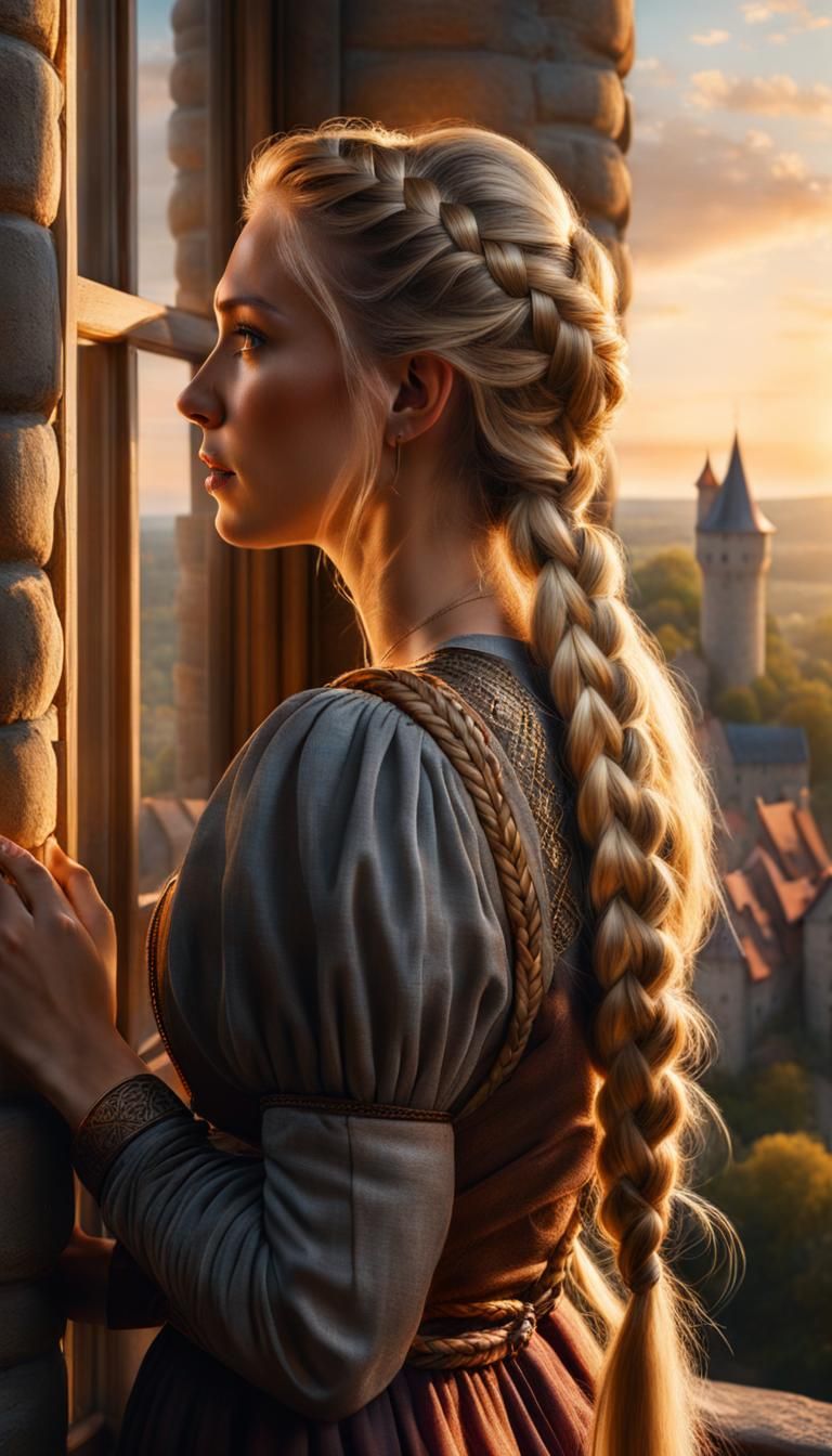 Rapunzel in Tower at Golden Hour