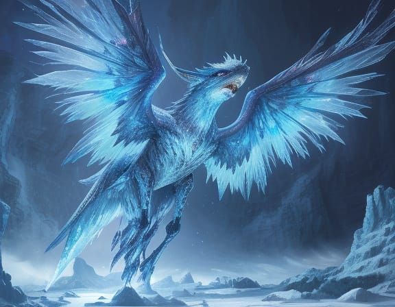 Frost Imp in Icy Cave - Vibrant Oil Painting