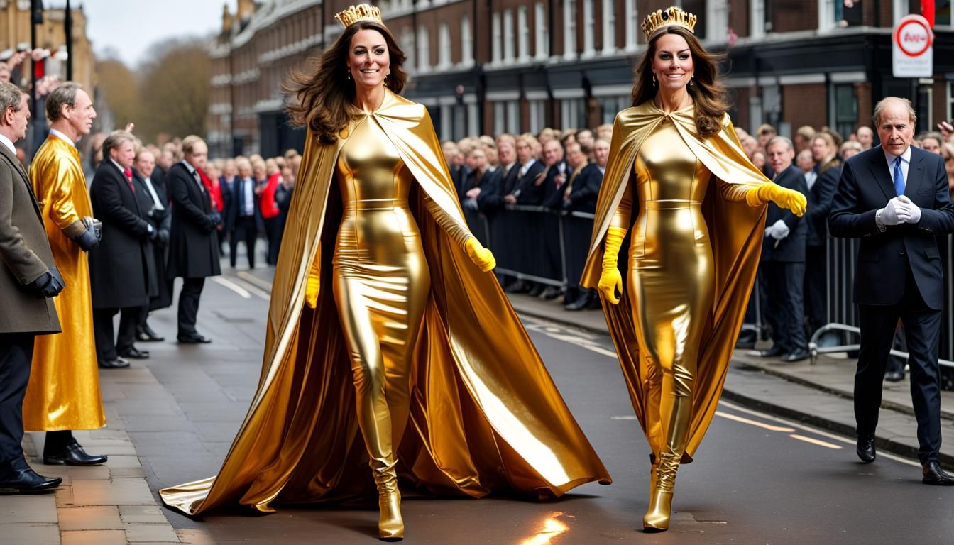 Empress Giantess in London in Gold Latex