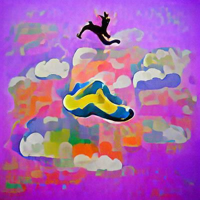 Joyful Cloud Jumper in Fauvism Pop Art Style