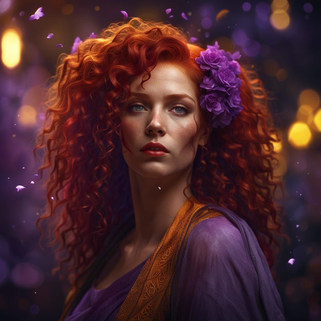 Redhead Blowing Kiss: Dark Fantasy Art