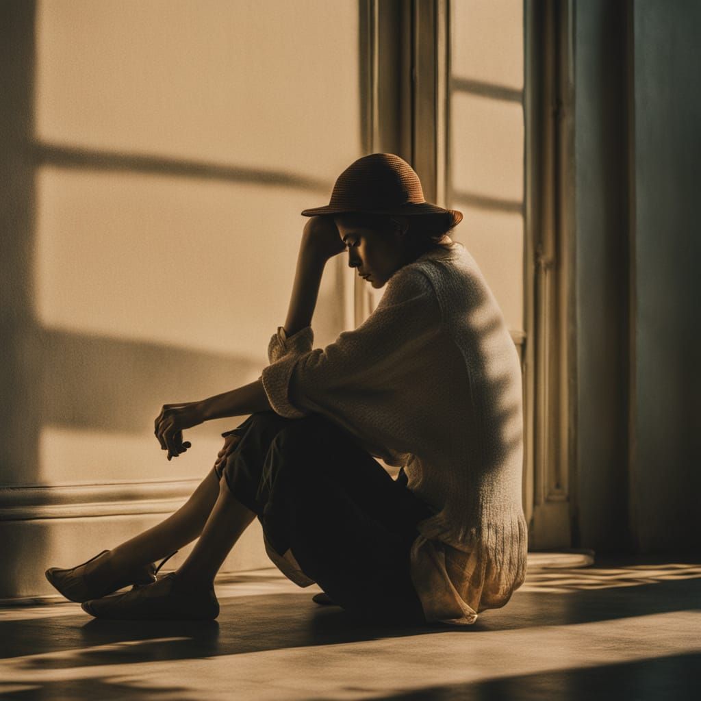 Surreal Woman in Golden Light: Dreamy Portrait