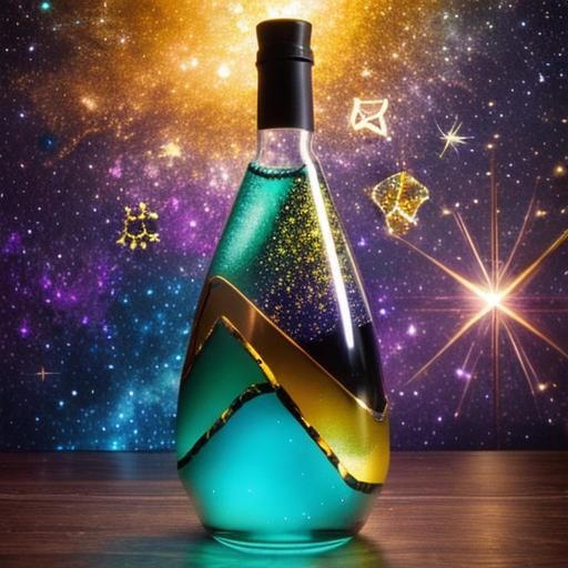 Glimmering Sea Glass Geode Against Cosmic Sky