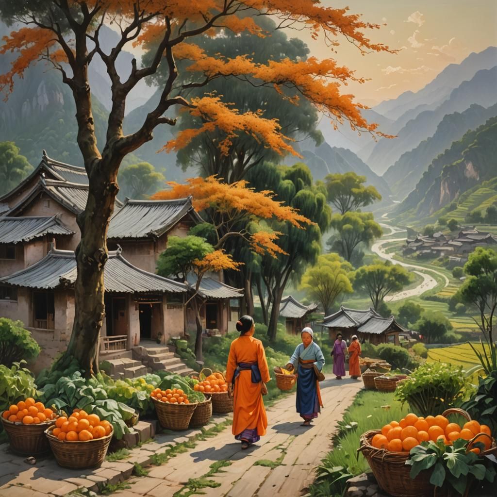 Chinese Vegetable Seller in Yunnan, Gurney Style