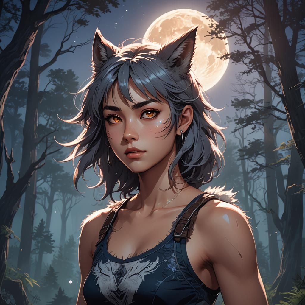 Teenage Werewolf Transformation in Manga Anime Style