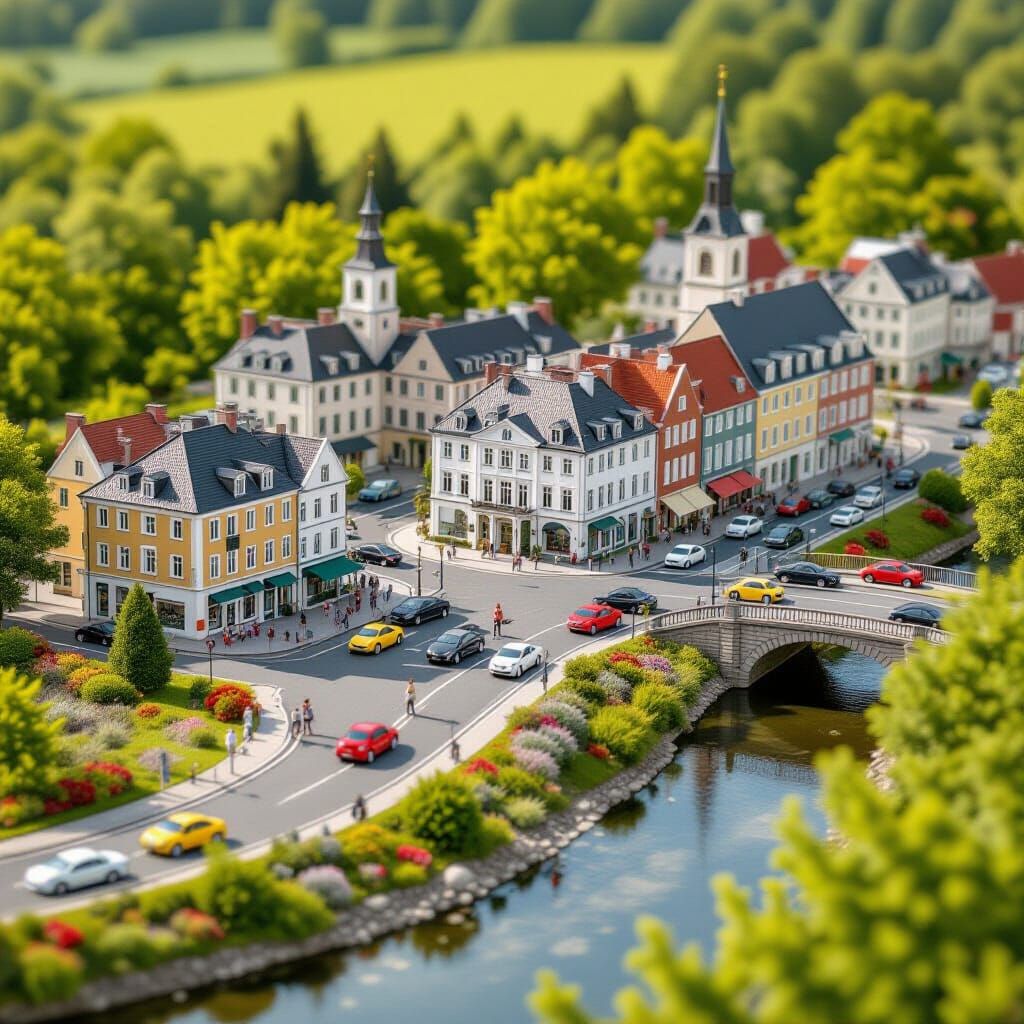 Miniature Landscape with Tilt-Shift Effect