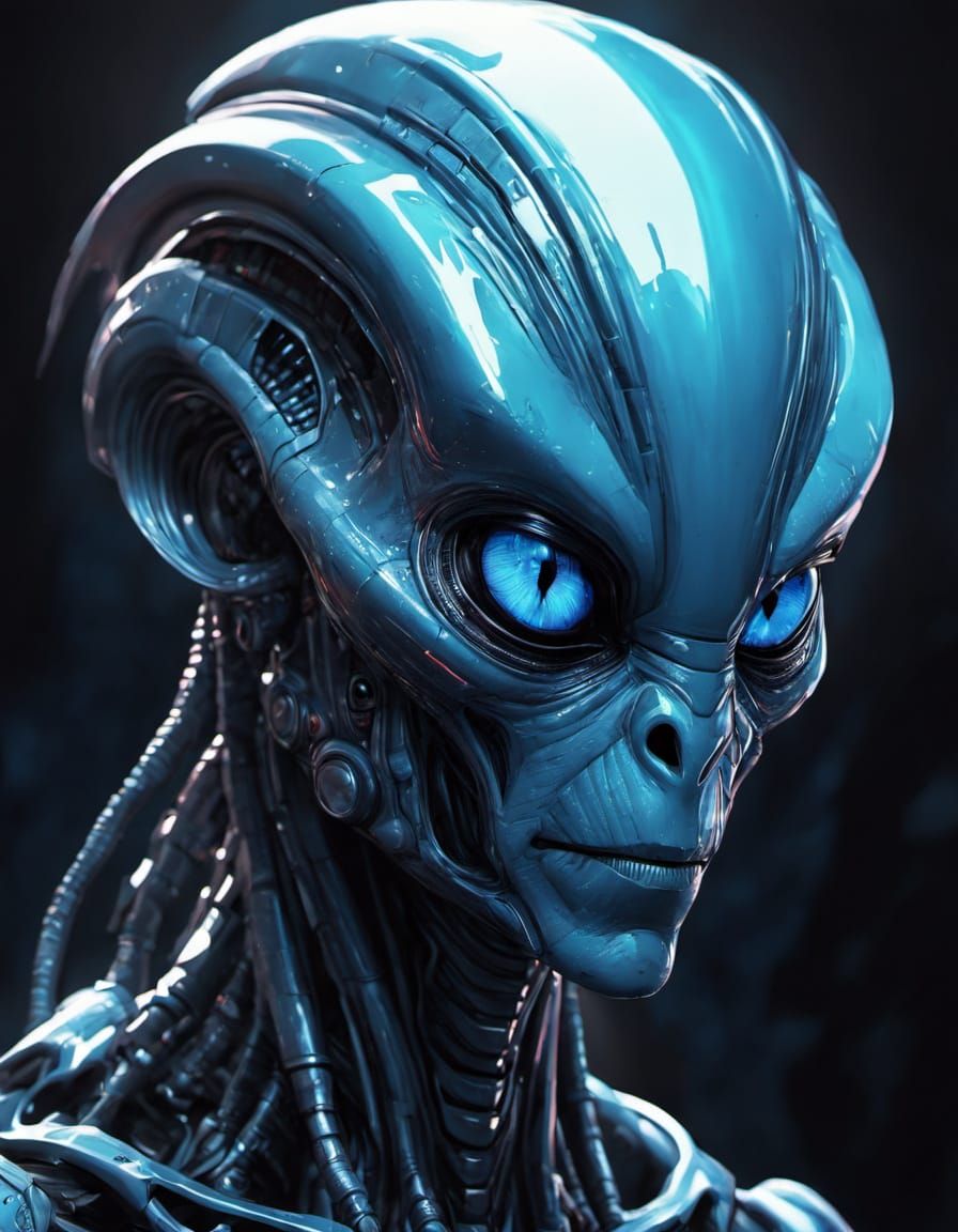 Ethereal Alien Portrait in Cyberpunk Style
