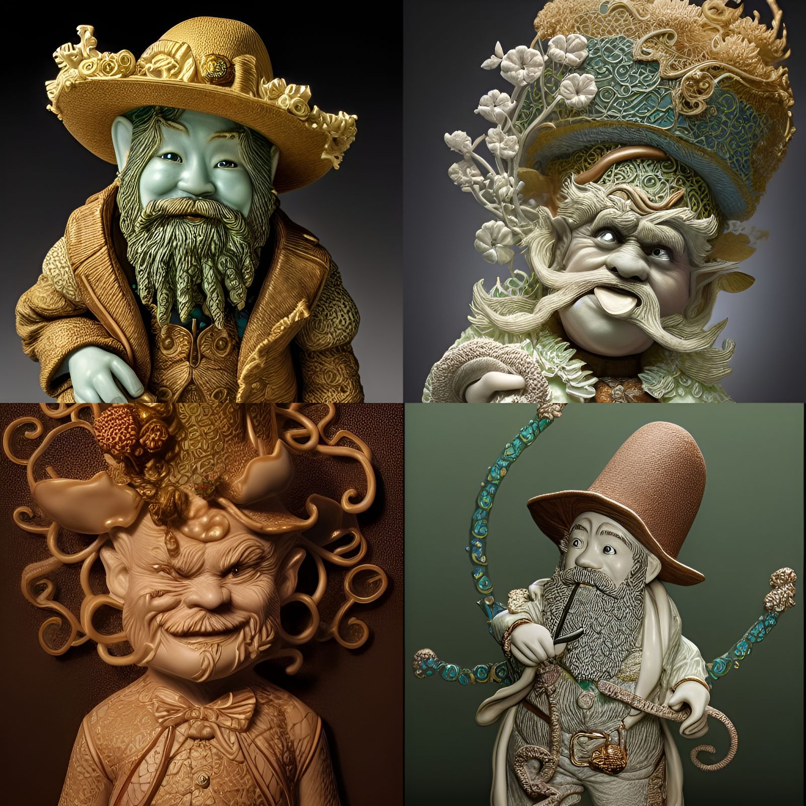 Ornate Leprechaun Porcelain Sculpture with Intricate Details