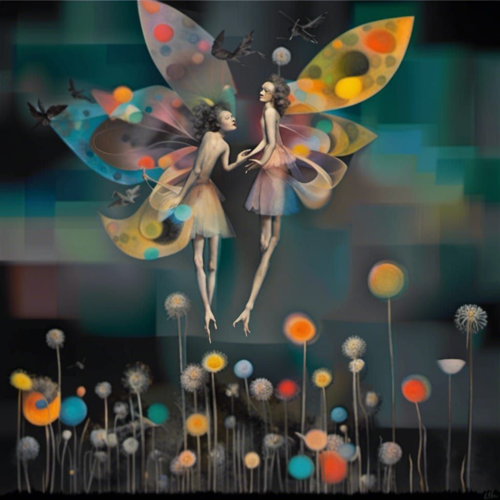 Winged Fairies in Surrealist Dreamscape