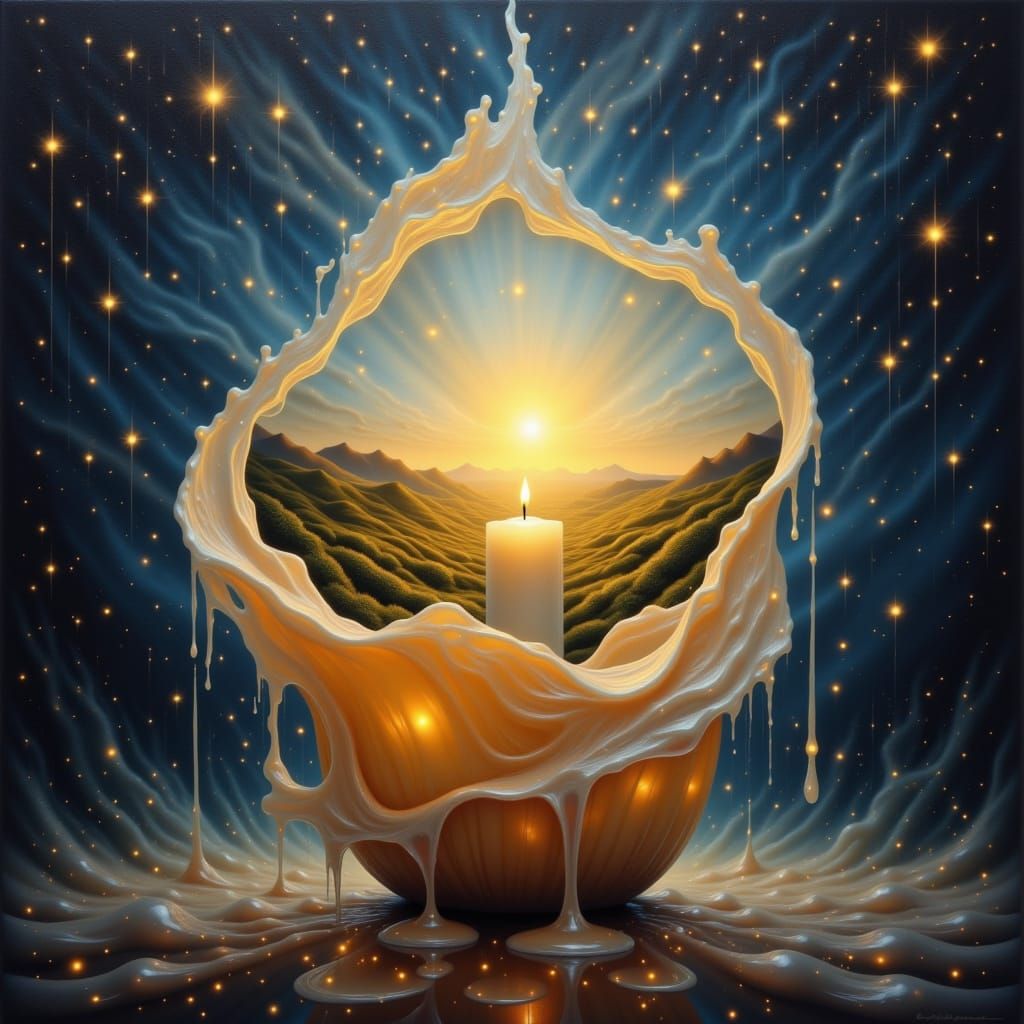 Candle Flame Reveals Miniature Landscape in Airbrush Art