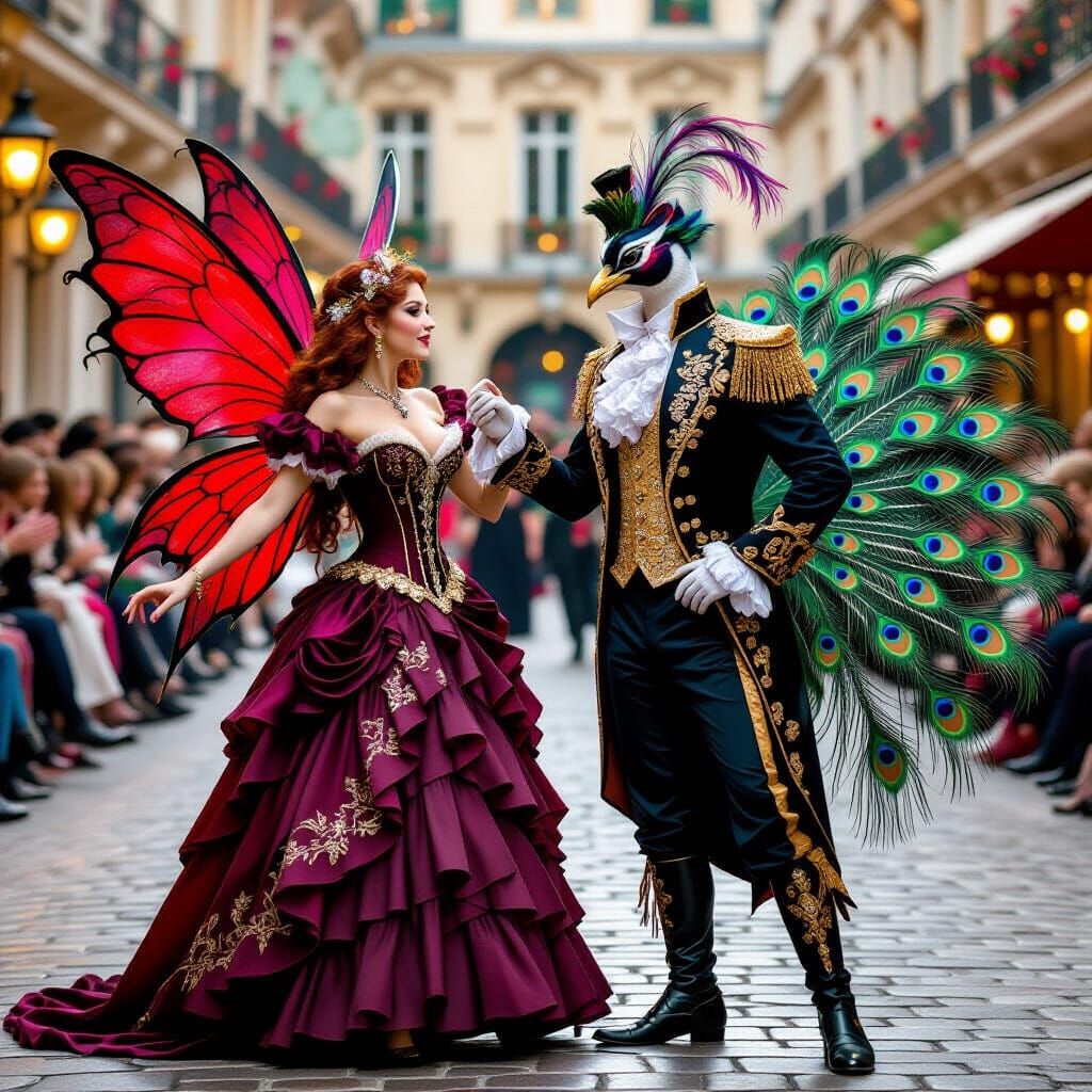 Fairy and Peacock Dancer in Parisian Cabaret